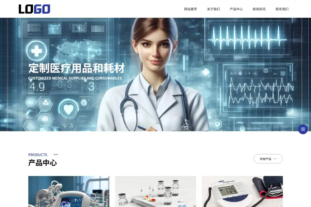 (自适应手机端)医疗物资网站模板 医护用品网站源码