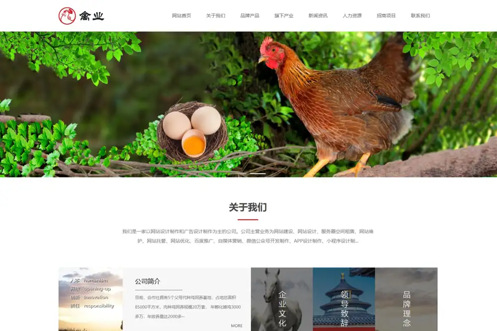 家禽饲养基地类网站模板(自适应手机版)