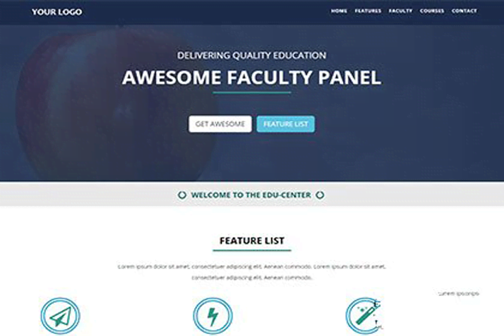 简洁蓝色bootstrap单页网站建设