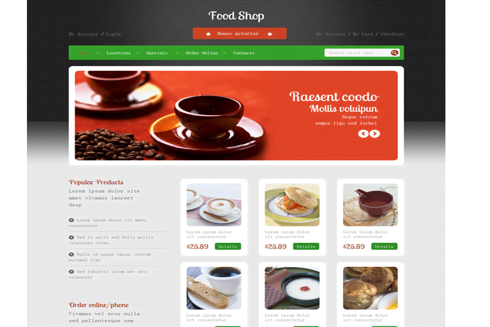 咖啡饮品店网站建设